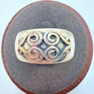 VTG Solid Sterling Silver 925 Scroll Design Tapered Band Ring Size 7.25